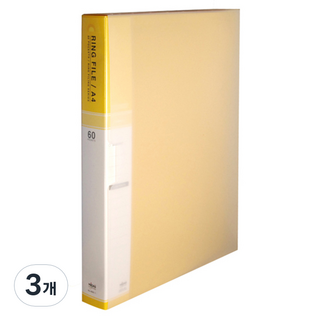마이다스 PP칼라 A4 60매 3공링 바인더화일, 노랑색, 3개