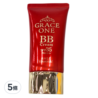 KOSE 高絲 GRACE ONE 極上活妍特濃彈力BB霜 SPF35 PA+++ 保濕乳霜 粉底液 溫水可卸, 明亮色, 50g, 5條