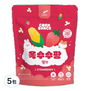 Little Spoon 益生菌爆米香 - 草莓玉米 無色素、無香料、無添加物 夾鏈袋包裝, 25g, 5包