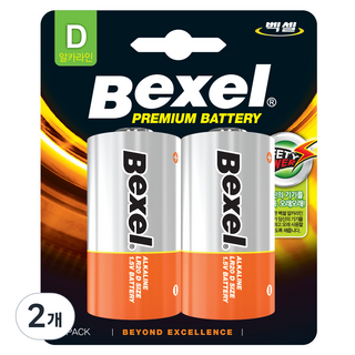 벡셀 알카라인 D형 건전지 LR20, 2개입, 2개