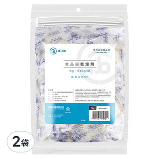 aibo 手作烘焙食品級玻璃紙乾燥劑 Set, 5g/小包 540g/袋, 環保夾鏈袋裝, 2袋