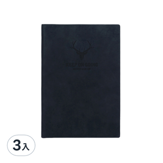 【德利生活】B5超厚皮革高質感筆記本黑色,3入