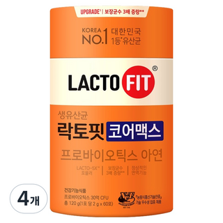 락토핏 생유산균 코어맥스 60p, 120g, 4개