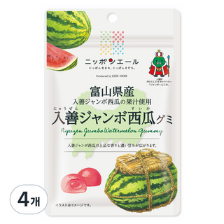Nippon Yell JA全農軟糖 富山New Gen巨大西瓜軟糖, 40g, 4個
