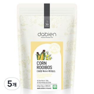dabien 可分解茶包玉米南非國寶茶, 2g, 30入, 5個