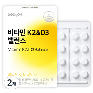 SODyON 維生素K2&D3平衡 骨骼健康 6.4g, 2個, 32錠