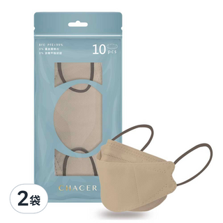 CHACER 佳和口罩 4D立體醫用口罩 大童用 KF94, 伯爵太妃, 2袋, 10片