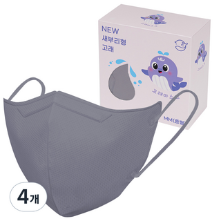 고래마스크 새부리형 일회용 중형 MM, 30매, 4개, 시크그레이