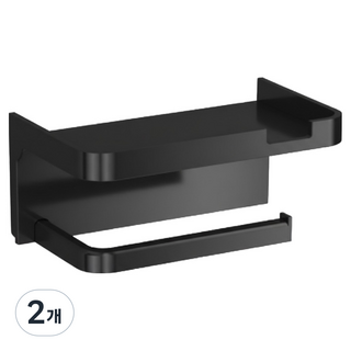 쉐리엘 고급 무타공 휴지걸이, 블랙, 2개