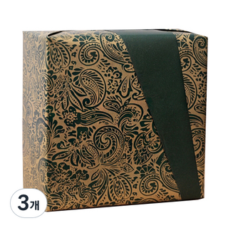 新款佩斯利紙捲包裝紙 10m, 綠色, 3個