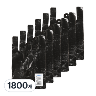 크린아이 검정 손잡이 비닐봉투 1호, 5L, 1800개