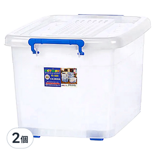 KEYWAY 聯府 滑輪掀蓋整理箱收納箱 90L, 透明色, 2個