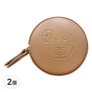 CCHING 青青文具 簡單生活圓形皮革捲尺 咖啡色, 150cm, 2個