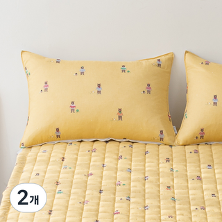 지베딩 피퍼룬 모달 100 사계절용 베개커버 + 베개솜 세트, 옐로우, 2개