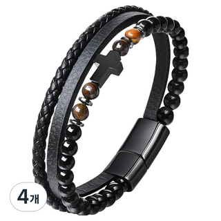 솔솔담다 오닉스 자석 건강팔찌 호안석 블랙 자석 버클 21.6cm, 4개