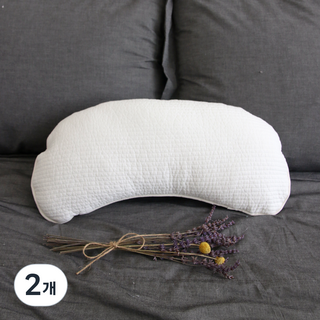 뽐에떼 잔줄 누비 반달 메밀 경추베개, 화이트, 2개