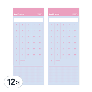리코즈 데이투데이 메모패드 골트래커, 혼합색상, 50매, 12개