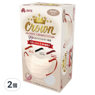 OHTE 新快適 CROWN 成人口罩, 2個, 30片, 米色