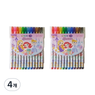 韓國 hM PLUS 迪士尼公主 小美人魚 樂佩 仙杜瑞拉 12色簽字筆, 混合色, 4個