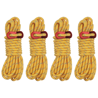 DIBOTE 迪伯特 野營露營反光營繩 附營繩片 4個 W3006-64-Y 4條, 黃色