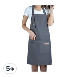 TING FRIWER COOK 工作圍裙 灰色 帆布 防水防油 耐髒耐磨 多口袋 男女均碼, 5件