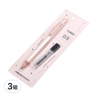 KaCO GREEN TURBO彩虹 HB自動鉛筆筆芯組 粉色, 0.5mm, 3組