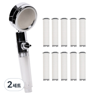 켄타 파워수압 필터 샤워기 헤드 + 필터 10p 세트, 크롬, 2세트