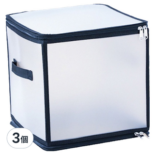 小麥購物 透明可視折疊收納箱 L2019 30L, 黑色, 3個