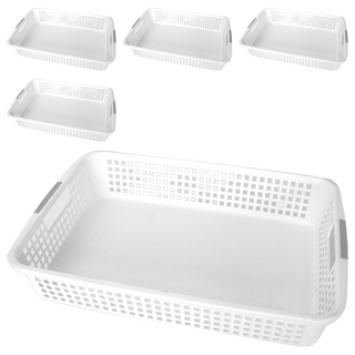 Deco 多用途長方形收納籃 3號, 白色, 5個