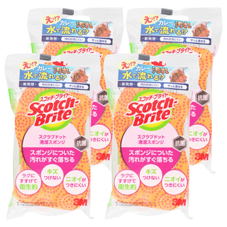 3M Scotch-Brite 百利 潔力豆海綿菜瓜布, 橙色, 4個, 1個裝