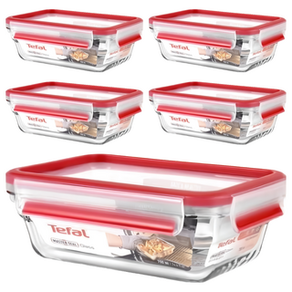 Tefal 特福 MasterSeal 新一代玻璃保鮮盒, N1040612 700ml, 5個