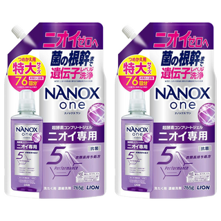 LION 獅王 NANOX one 奈米樂 超濃縮抗菌洗衣精 補充包 室內晾衣, 765g, 2包