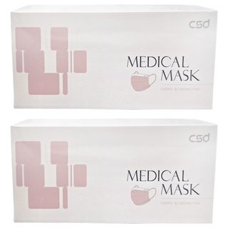 CSD 中衛 成人平面醫療口罩, 櫻花粉, 2盒, 50片