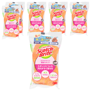 3M Scotch-Brite 百利 潔力豆海綿菜瓜布, 橙色, 6個, 1個裝