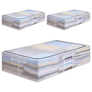 超大透明防水床底收納箱, 混和顏色, 3個