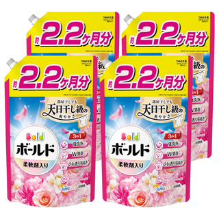 Bold 日本原裝進口 超濃縮衣物芳香洗衣精 牡丹花香 補充包 粉紅色, 4個, 1.58kg