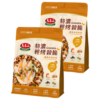 馬玉山 特濃輕烤穀脆-蘋果肉桂核桃, 280g, 2個