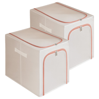 JOSIC 側開防水PVC透明收納箱 54L, 莫蘭迪粉, 2個