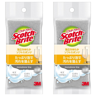 3M Scotch-Brite 百利 日系3層海綿菜瓜布 細緻柔刷, 2個, 1個裝, 灰色