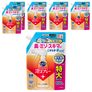 Kao 花王 CLEAR 除菌泡沫噴霧型洗碗精 柑橘 補充裝, 6個, 650ml