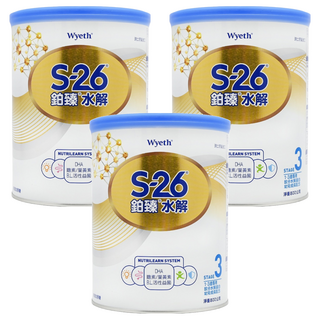Wyeth 惠氏 S-26 鉑臻水解幼兒成長配方 3號, 800g, 3罐