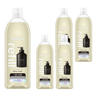 method 美則 金緻洗手乳 補充瓶 夜幕黑 岩蘭草 + 琥珀, 5瓶, 1L