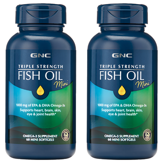 GNC 健安喜 三倍魚油迷你軟膠囊, 1.1g, 60顆, 2罐