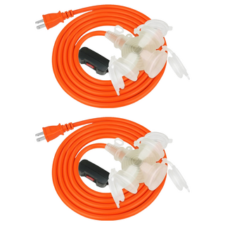 PowerSync 包爾星克 2P 1擴3帶燈防水蓋動力延長線 TPSIN3DN3100, 2個, 10m, 橘色