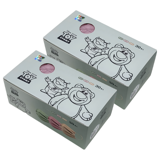 TOY STORY 玩具總動員 玩具總動員成人平面口罩, 30片, 酪梨綠 + 蜜桃藕 + 燕麥奶, 2個