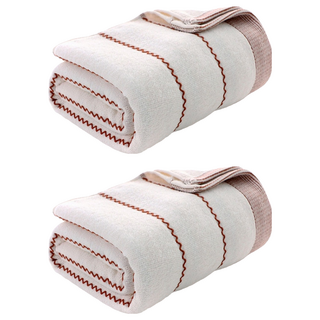 親膚加厚蓬鬆波波紋速吸水浴巾 純棉, 奶油白色, 2個