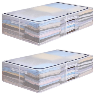 超大透明防水床底收納箱, 半透明色, 2個