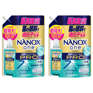 LION 獅王 NANOX one PRO超濃縮抗菌洗衣精 補充包 加強去漬, 1010g, 2包