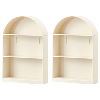 FAmILyLIFE 生活 無痕壁掛2用拱形3層公仔展示盒, 米色, 2個