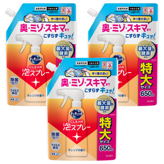 Kao 花王 CLEAR 除菌泡沫噴霧型洗碗精 柑橘 補充裝, 3個, 650ml